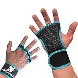 ProFitness Neoprene Workout Gloves with Silicone Non-Slip Grip – WODs, Weightlifting, Cross Training – Wrist Strap Support – Unisex for Men and Women (Turquoise, Medium)
