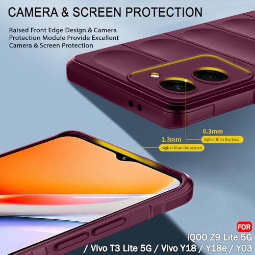 Image of TheGiftKart Liquid Silicon Back Cover Case for iQOO Z9 Lite /Vivo T3 Lite 5G / Y18 /Y18e /Y03 /Y28s /Y37 | Shockproof Military Grade Protection | Micro-Fibre Cloth On Inside | Anti-Slip Grip (TPU, Plum)