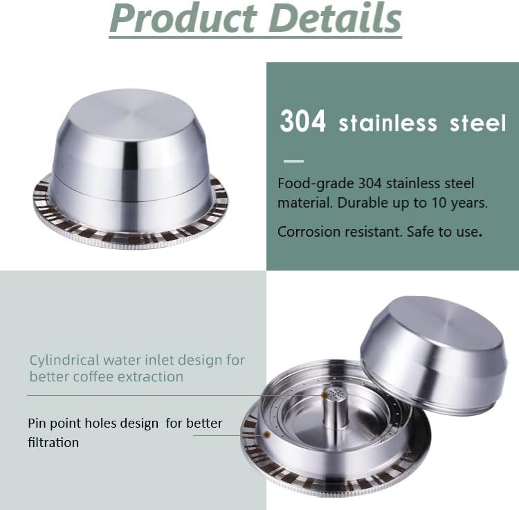 Miniatura 6 de Cápsula de café reutilizable de tamaño expreso  Vertuoline recargable compatible con Nespresso Vertuoline GCA1, Delonghi ENV135, Delonghi ENV150 y