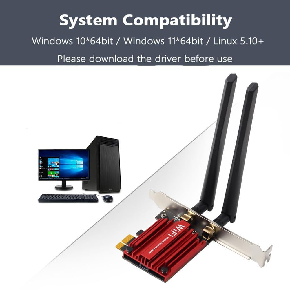 Adaptateur Réseau sans Fil WiFi 7 BE200 Pro Pcie BT5.4 Tri Bande 2,4 G/5 G/6 GHz Carte WiFi sans Fil BE200 pour Win11 Linux Facile à Utiliser