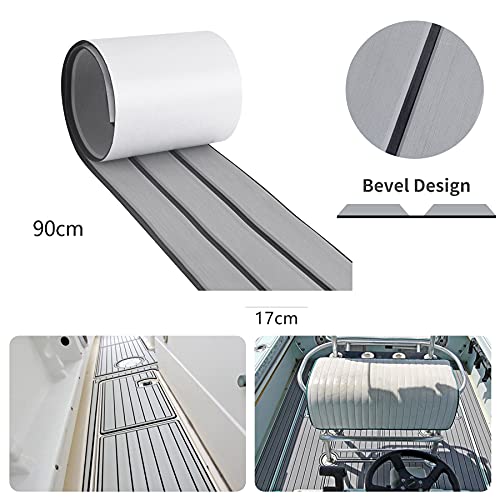 SenMore Boat Flooring Teak EVA Foam Faux Self-adhesive Non-slip Teak Decorative Board, Used for Yacht Kayak Sailing RV Marine floor Mat,240x17cm - Image 2