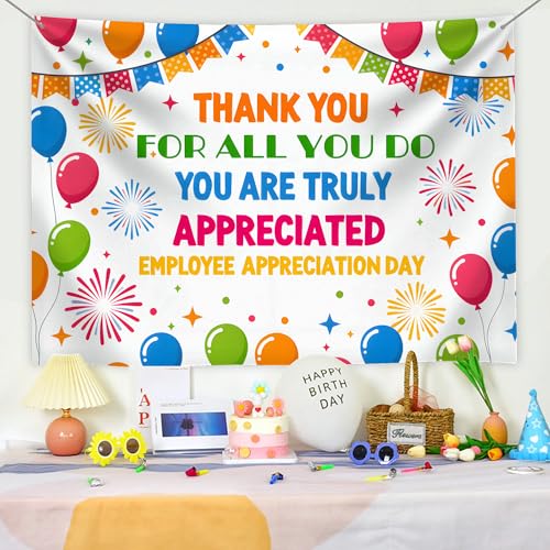 70 x 43 Inch Thank You for All You Do Banner, Employee Appreciation Decorations Banner We Appreciate You Backdrop Decorations for Employees