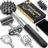 TUKUOS Telescoping Back Scratcher with 5 Detachable Scratching Heads, Rubber Handles, Anniversary Birthday Gifts for Men Women Back Scratcher for Men/Dad/Women/Adults