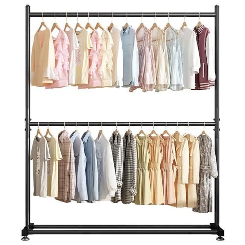 Perchero de alta resistencia, doble barra de metal para ropa, dormitorio, tienda, oficina en casa, lavandería, diseño resistente