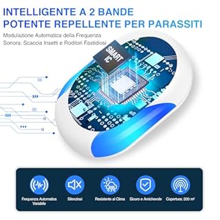 Yowrepu Ultrasuoni per Topi da Interno 4 Pack - Repellente Dissuasore Topi Ultrasuoni Professionale - Anti Insetti, Zanzare, Scarafaggi, Ratti, Formiche, Ragni - Non Tossico, Sicuro e Silenzioso