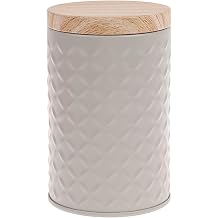 Tea Canister 1 Pieces Grain Tin Box Metal Storage Box Home Organizer Coffee Tea Cans Christmas Kitchen Storage Case Tea Caddy Color Grey Gray