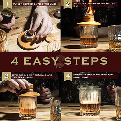 Old Fashioned Cocktail Smoker Kit - Whiskey Smoker Kit With Lid, With Hickory & Oak Wood Chips - Whiskey Smoker Infuser Kit Drink Smoker Mixologist Tool For Home Bar - Bourbon Smoker Old Fashion Kit #TOP2