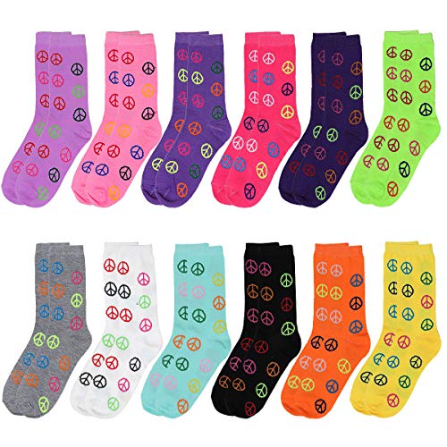 Image of Falari 12 Pairs Women's Cotton Crew Socks Assorted Colors