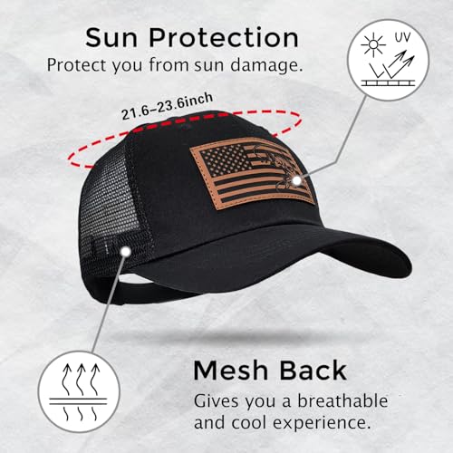 Image of Fishing Gifts for Men American Flag Trucker Hat Mens Fathers Day Christmas Birthday Gifts Fishing Hat for Dad
