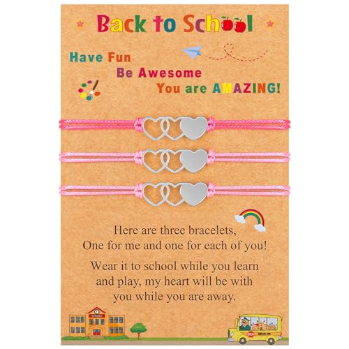 Image of EOBOH Back to School Supplies, Back to School Bracelet Mommy and Me, Prek Matching Wish Bracelets Set, Adjustable Bracelet for Boys Girls Gifts Stuff Bulk
