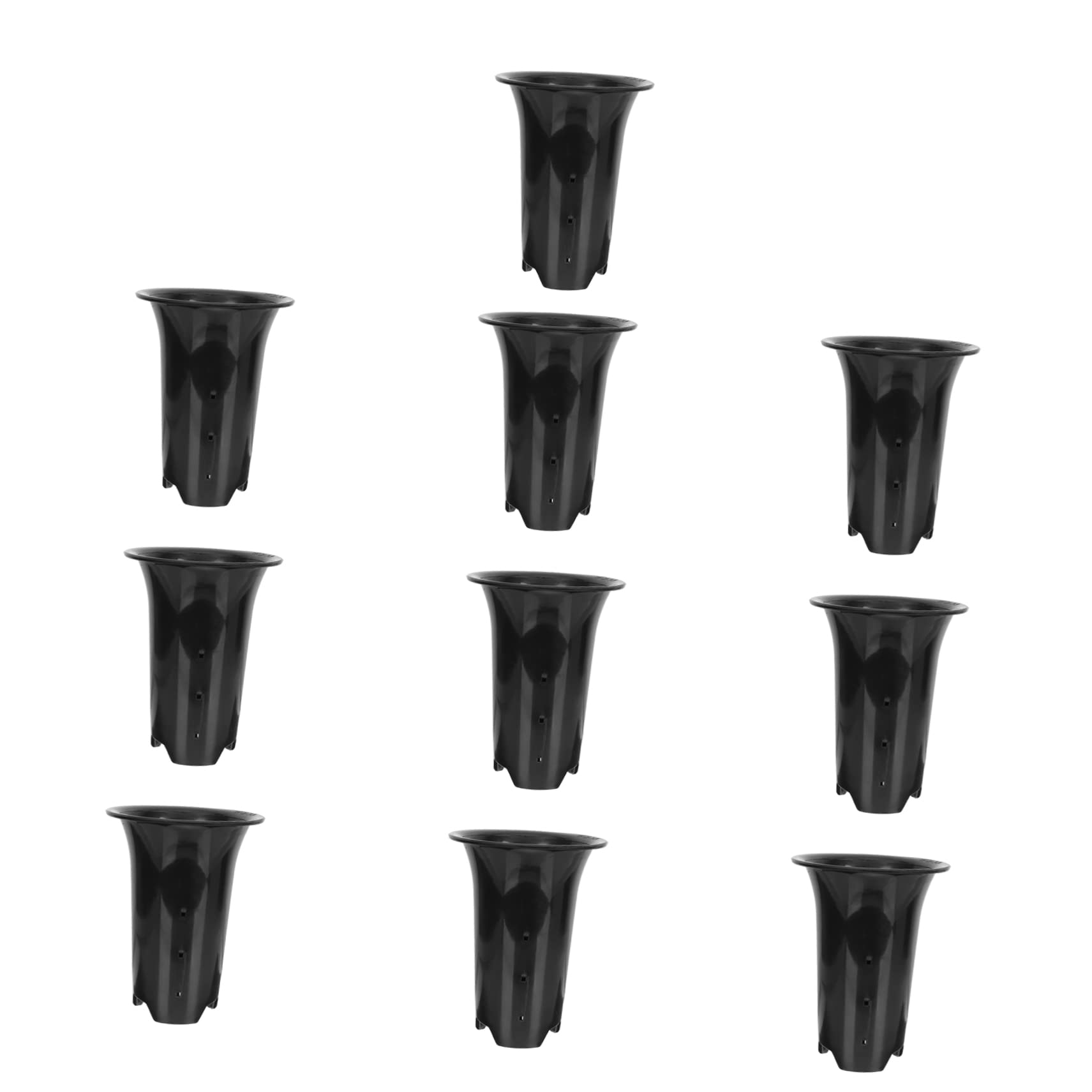 Kisangel 10 Pots pour Orchidées en Plastique Noir, Contrôle des Racines, Perméables et Pratiques, Design Simple et Surface Esthétique, Adaptés Jardin et Intérieur