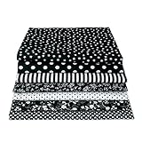 Printed Floral Cotton Fabric, Squares Patchwork DIY Face Cover Wallets Pockets Doll Clothe Plain Cotton Fabric Textile for Sewing Crafting（19.7 * 19.7inch） (black)