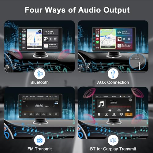 Thebestsvox 7" Wireless Car Stereo with Apple Carplay & 1080P Reverse Camera,Portable Touch Screen Car Play GPS Navigation for Car,Car Audio Receivers with Mirror Link, Android Auto,Bluetooth,FM, Siri - Image 5