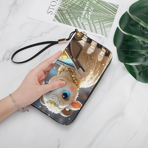 Little Lamb Brings Wealth Wallet, Elegant Wristlet Wallet with Multi-Card Slots, PU Leather Long Purse for Women, Men4