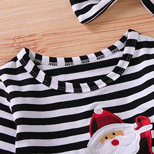 Happy Town Toddler Baby Christmas Outfits Kids Girls Long Sleeve Dress Striped Skirts Christmas Dress (2T/3T, Santa Claus)