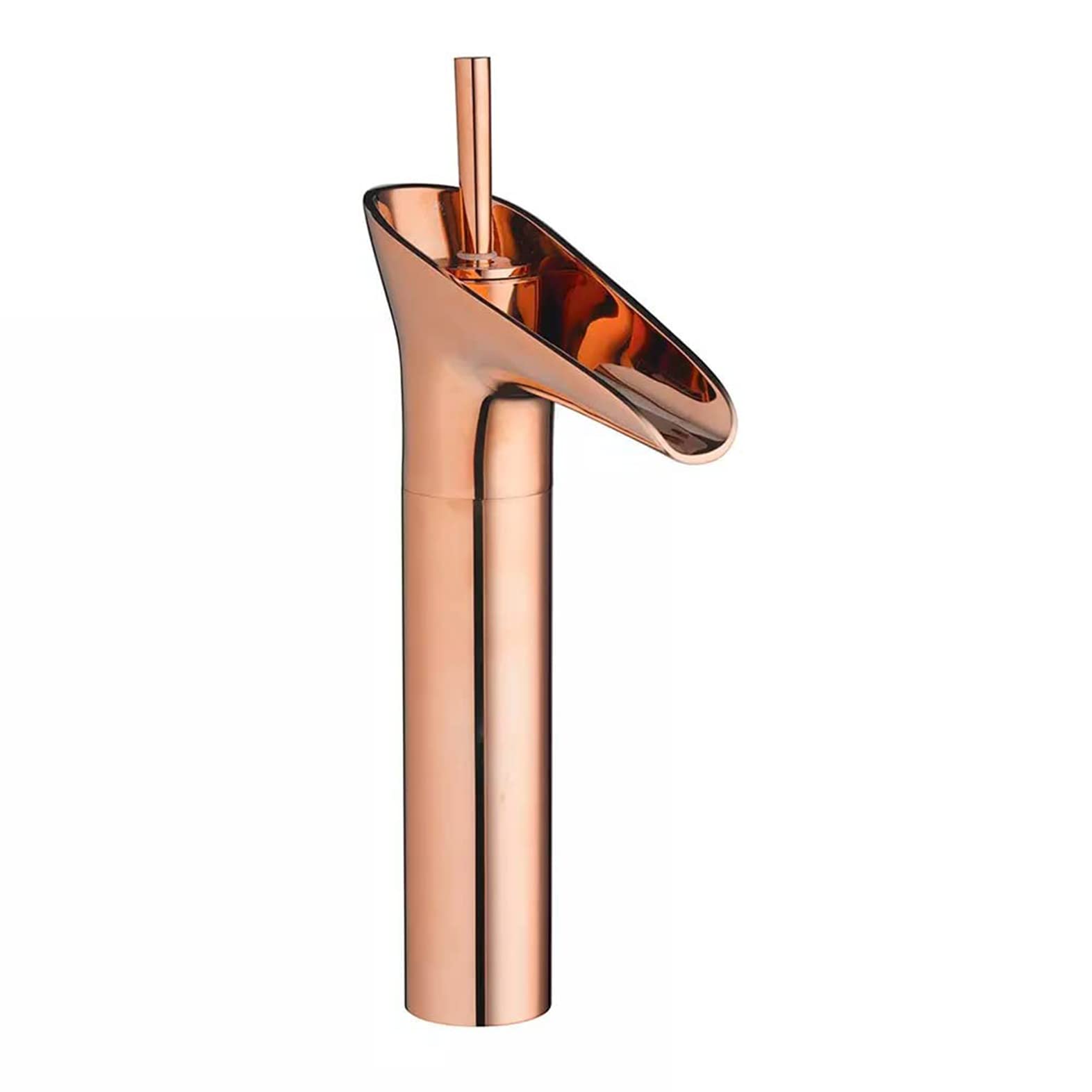 Pixaflo Waterfall Brass Single Lever Hot and Cold Basin Mixer with 18 inches Long Braided Hoses | 12 inches Tall (Rose Gold) (B0BSZXV55N) Amazon Price History, Amazon Price Tracker