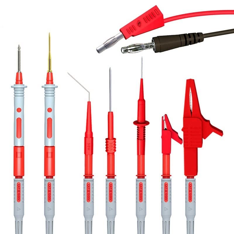 P1947 46PCS Multímetro 4 mm Banana Plug Kit de cables de prueba con sondas de perforación de alambre Pinza de cocodrilo de aguja de punción 1000V