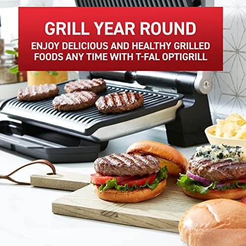 T-Fal Gc722D53 1800W Optigrill Xl Stainless Steel Large Indoor Electric Grill With Removable And Dishwasher Safe Plates, Silver #TOP1