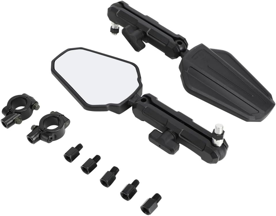 Motorcycle Adventure Rear View Mirrors 8/10MM Adjustable Mirror Aluminum Universal for KLR 650 DR650 XR650L KLX300 CRF300L 390 890 Tenere 700 ADV Street Dirt Bike Dual Sport Scooter ATV Quad