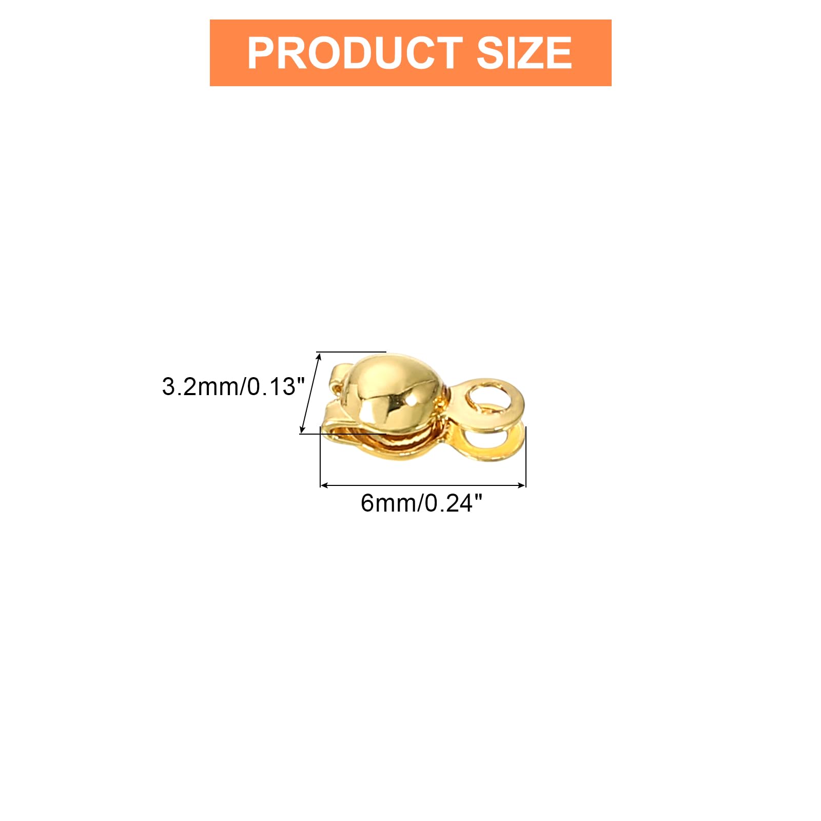 uxcell 100 Pcs 3.2mm Crimp End Caps, Clamshell Cord End Cap Connector Clasp Bead Tips Knot Covers Calotte End Crimp for DIY Jewelry Making, 18K Gold