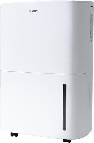 Uhome Deshumidificador de 120 pintas con manguera de drenaje, deshumidificador silencioso de 6000 pies cuadrados para el hogar, sótanos, almacenes y