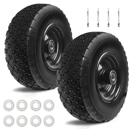 Kavedodu 12'' Flat Free Tires Rubber Replacement Solid Tire, 2.1' Offset Hub Wheel Assemblies for...