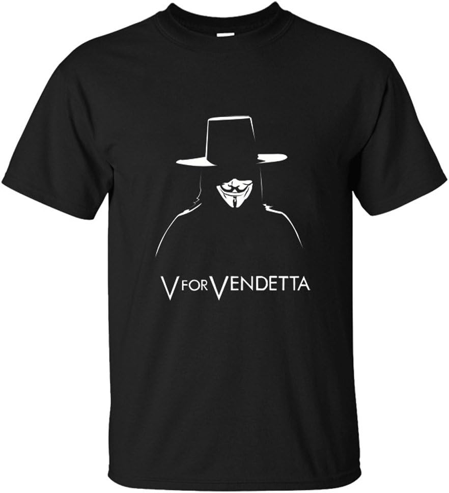 CRAZY POMELO Movie Theme V for Vendetta Mask Men's T-shirt Black a - L