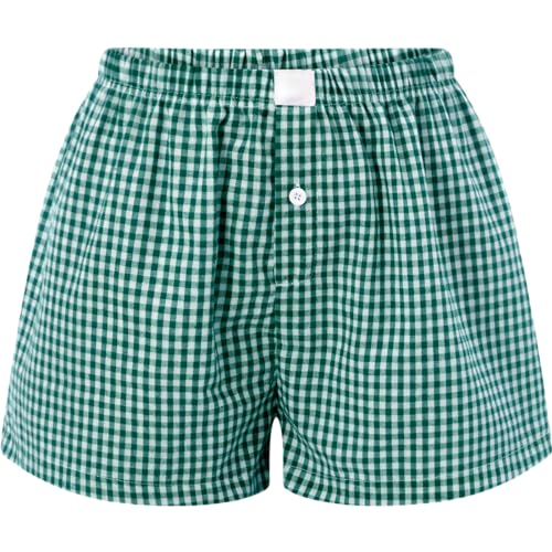 Image of Womens Y2k Plaid Shorts Women Cute Lounge Pajama Sleep Comfy & Casual Gingham PJ Boxer Shorts