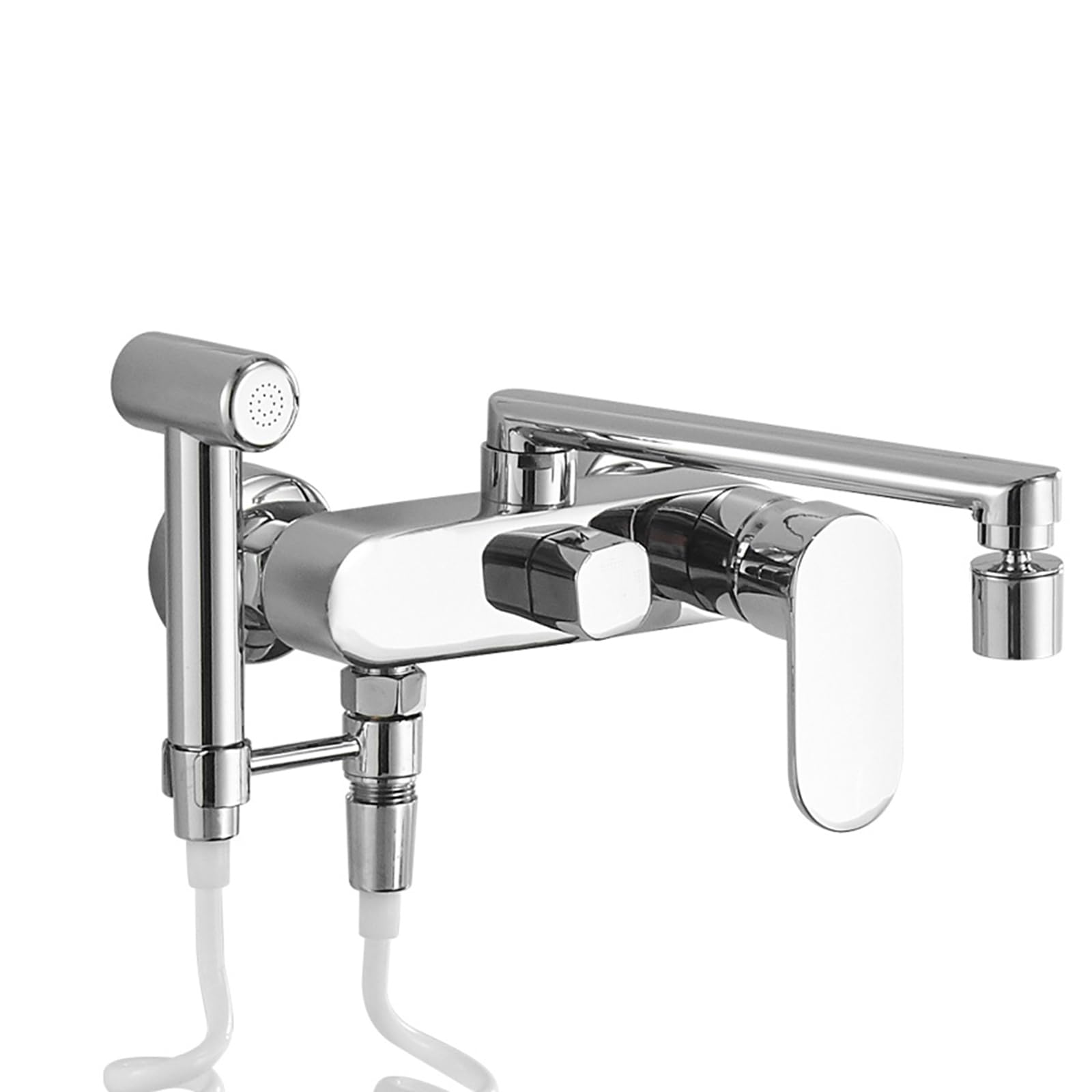 Robinet de cuisine mural haut de gamme chromé à douchette 20cm