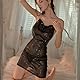 GKLWEJ Sexy Kleid Damen für Sex, Dessous Transparent, Glänzendes Neckholder Rückenfreies Minikleid mit G-String, Enges Unterwäsche Cosplay Erotische Kleider