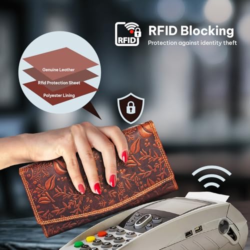 Valenchi LW-03 Leather Wallet For Women Rfid Blocking Slim Minimalist Ladies Long Clutch Purse Organizer Credit Card Holder Slots thumb #4