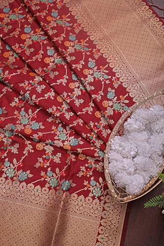 Image of DEVANGI Women's Woven Banarasi Silk Dupatta /Chunni For Women, Floral Print 1 Meter Wide and 2.3 Meter Length Printed Designer Dupatta /Chunni For Girls