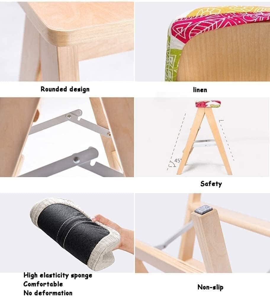 OKUOKA Step Stool Step Ladder/Ladder/Folding Chair with 3 Steps Wooden Cleaning Chair Extended Step Ladder Flower Sponge Seat High Stool Height 65cm Gardening Tool Heavy Duty Max Step STO