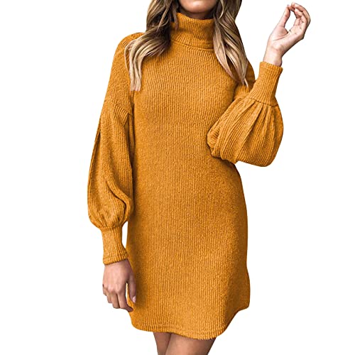 Generisch Pulloverkleid Damen Damen Rollkragen Pullover Kleid Damen Langarm Pullover Minikleider Damen Rollkragen Pullover Kleid Strickkleid Sexy...