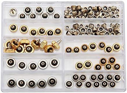 Pukido Lowest Price 60pcs Watch Crown for Rolex Copper 5.3mm 6.0mm 7.0mm Silver Gold Repair Accessories Assortment Parts