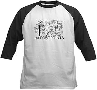 CafePress Leave Nothing But Footprints Kids Baseball Jersey Kids Cotton Baseball Jersey, 3/4 Raglan Sleeve Shirt Black/White