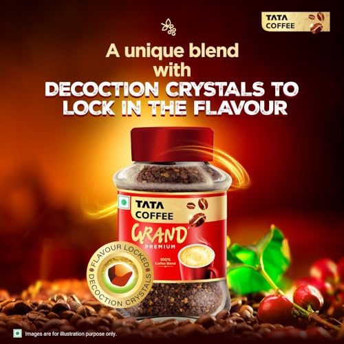 Image of Tata Premium Instant Coffee, 90g Jar, 100% Pure Coffee, With Flavour Locked Decoction Crystals, Rich Aroma & Great Taste