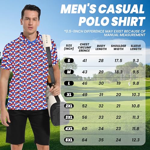 Image of Mens Golf Polo Shirt Moisture Wicking Dry Fit Performance Athletic Summer Short Sleeve Golf Shirts for Men