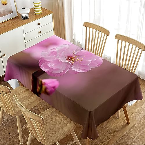 Morbuy Nappe Table de Jardin Rectangulaire, Imprimé Fleur de Prunier Nappes Imperméable Anti Taches Infroissable Nappe Cuisine Lavable pour Decoration Picnic (60x60cm,Fleur de Prunier Rose)