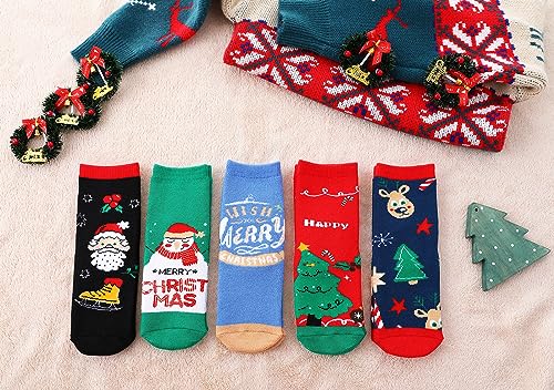 5 Pairs Christmas Socks Children Xmas Socks Crew Cotton Socks for 1-3/3-5/6-8/9-12 Children Toddlers Boys Girls2