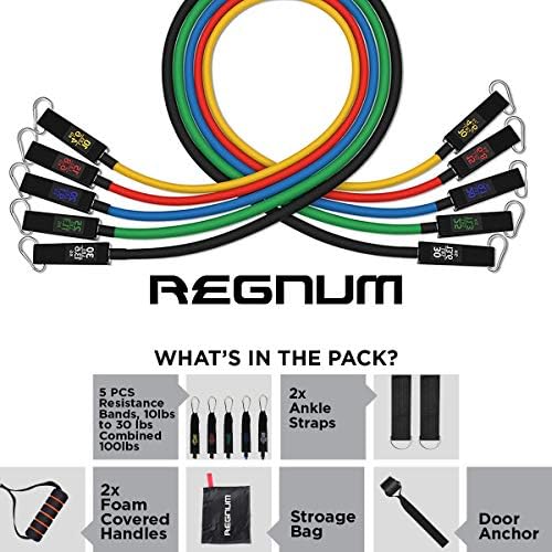 REGNUM Premium 11 Pcs Set Resistance Bands Elastic Tubes Home Gym Fitness Yoga resistance bands set for men Resistance bands set for women and men