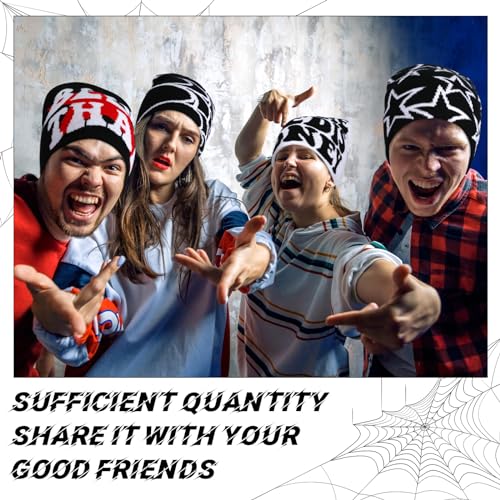 Image of Ramede 4 Pcs Y2k Beanie - Double Sided Graphic Beanies for Men and Women, Acrylic Knitted Y2k Hats Accessories