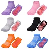 TAGVO 6 Pares de Calcetines Tobilleros para Bebé Niños, Algodón Calcetines Antideslizantes Calcetines Bajos Antideslizantes Calcetines trampolín para 1 a 10 años Bebé Niños Niñas
