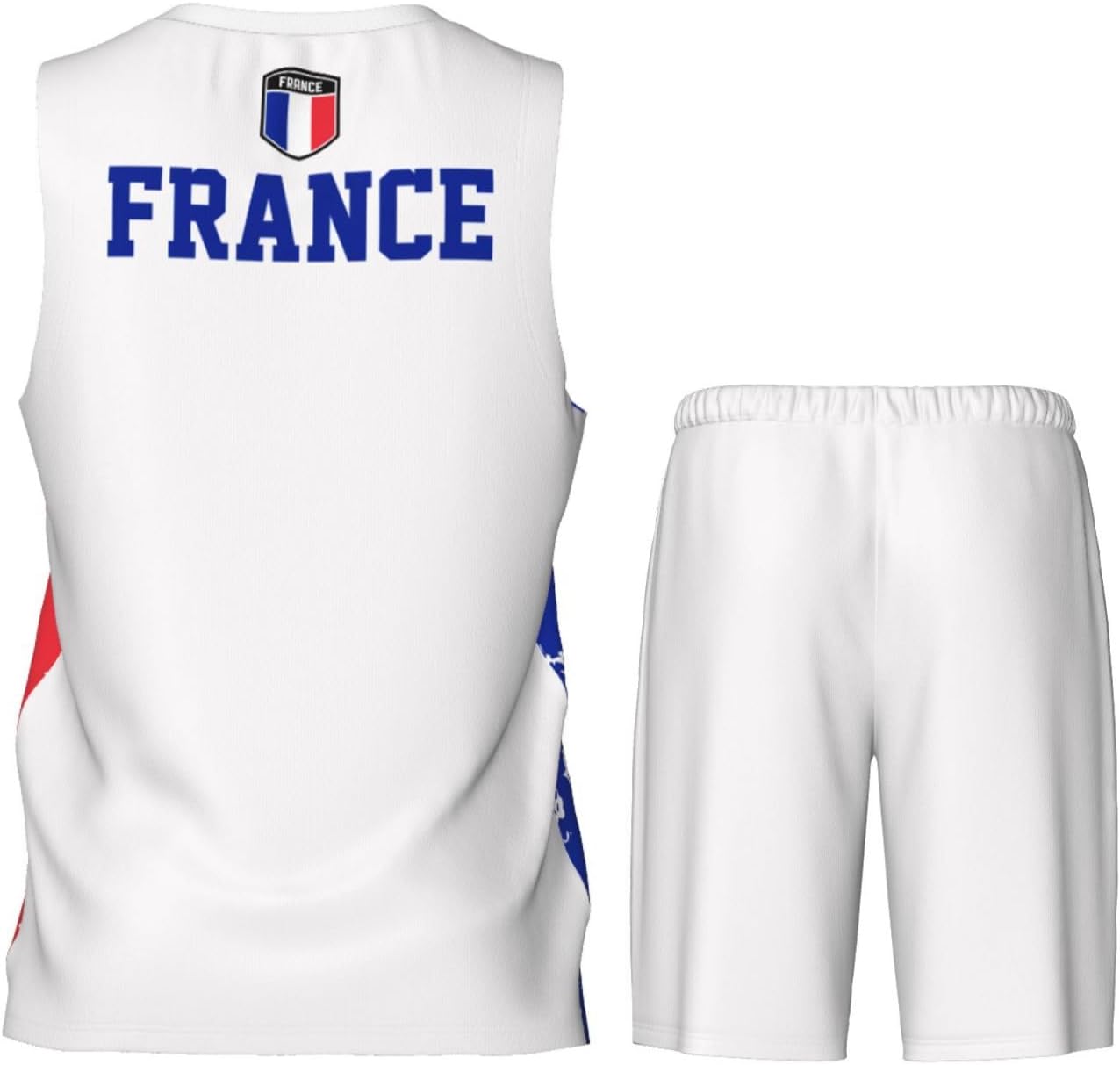 France Flag Grain (1) Basketball Jersey Uniform Suit for Men Adults Training Athletic Set