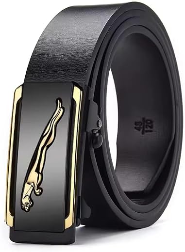 NAPA HIDE Men’s Auto Lock Vegan Leather Belt | Stylish Adjustable Buckle Belt for Formal &amp; Casual Wear I Fits upto 40 Inch...