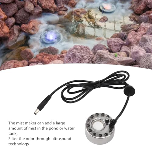 12 LEDs, DC 5 V Schnittstelle, Mini Nebelmaschine, Wasserbrunnen, Teich, Nebelmaschine, Zerstäuber, Luftbefeuchter für Halloween, Weihnachten und Andere Feiertagsdekorationen