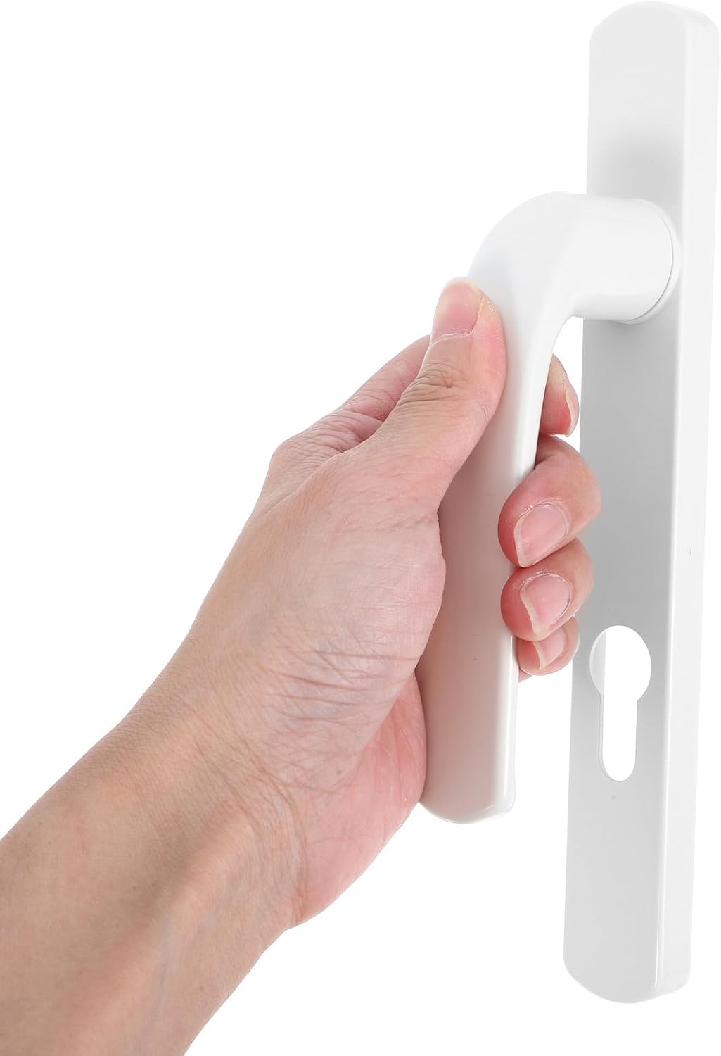 Storm Door Handle Lock Set Aluminum Alloy with Copper Lever White Patio Door Handle Replacement Security Latch Lock