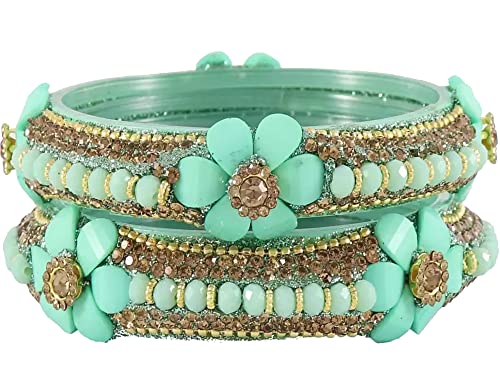 Image of NMII Viral Multi Colour Glass Bangles with Golden Ghungroo Charms & Stone Work For Women & Girls | Fancy Designer Glass Bangle | Traditional Chudi | Kanch Ki Churi | Stylish Ghungroo Bangle For Women