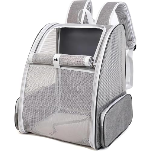 otoye ペット用品 キャリーバッグ ペットカート ペットバッグ 猫用 犬用 折りたたみ 小型犬 トリミング 旅行 軽量 防災 通院 避難用 大空間 お出かけ 猫グッズ メッシュ リュック (グレー)