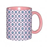 EKLMPS Becher aus Keramik, Ideal als Geschenk, Hochwertiger Aufdruck, Tasse mit Motiv, Tee Becher, Coffee Cup, 330ml,Böser Blick, symmetrisches Muster Figuren aller sehenden Augen Abergläubische ethni